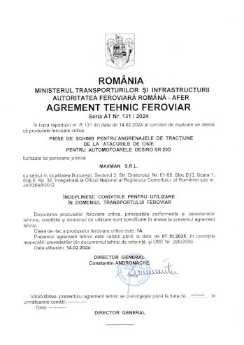 MAXMAN technical approval